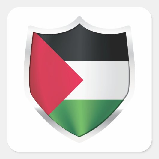 vlag Palestine Silver Shield Vierkante Sticker (Voorkant)