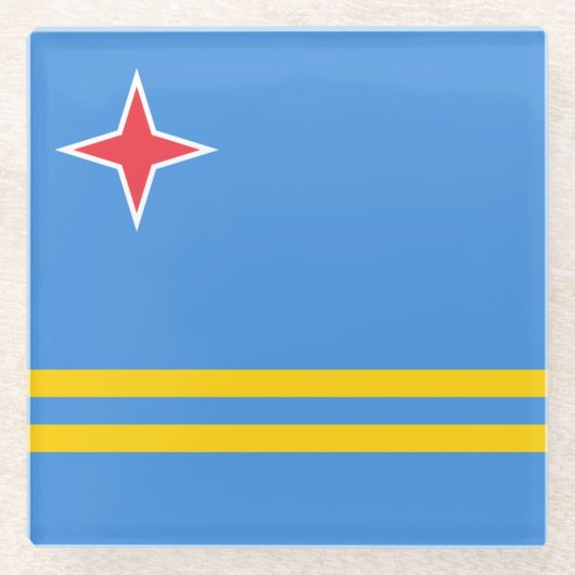 Vlag Patriotic Aruba Glazen Onderzetter (Voorkant)