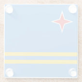 Vlag Patriotic Aruba Glazen Onderzetter (Achterkant)