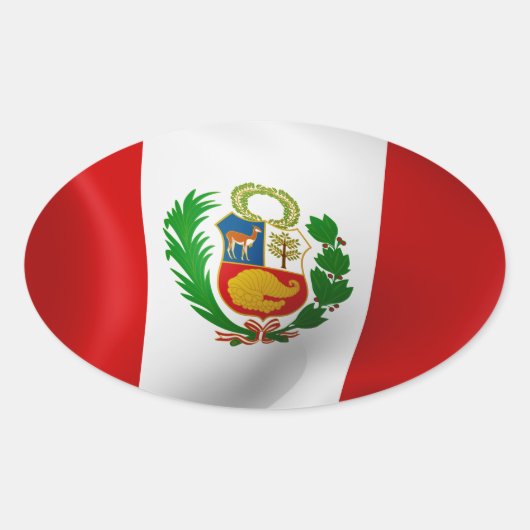 Vlag Peru Ovale Sticker (Voorkant)