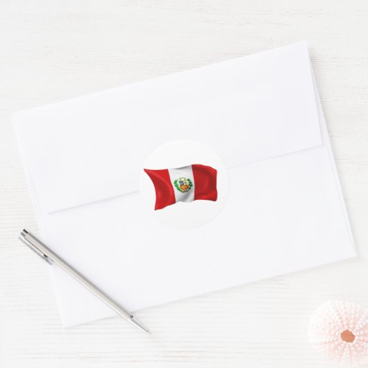 Vlag Peru Ronde Sticker (Envelop)