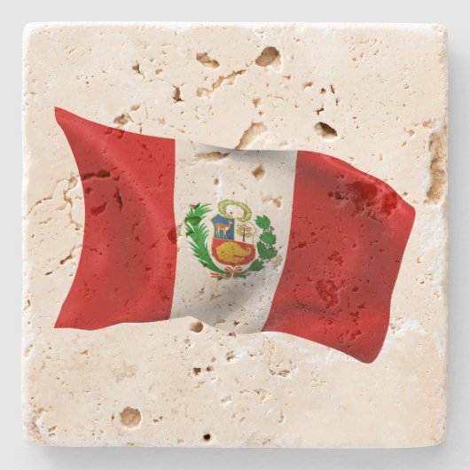 Vlag Peru Stenen Onderzetter (Voorkant)