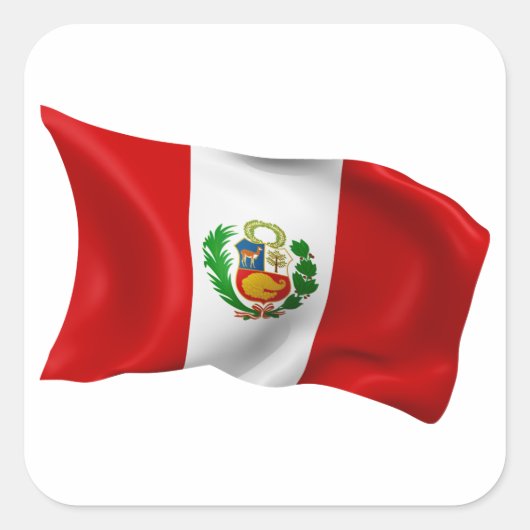 Vlag Peru Vierkante Sticker (Voorkant)