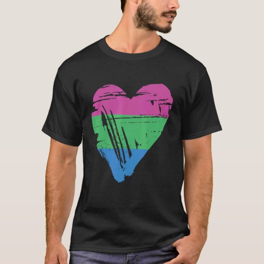 Vlag polyseksuele pride Retro Heart T-shirt (Voorkant)