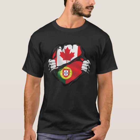 Vlag Portugese Canadese handpalmen met geroosterde T-shirt (Voorkant)