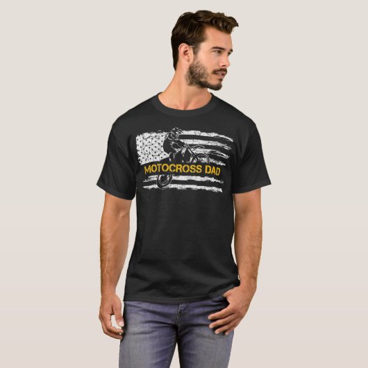  Vlag Proud Motocross Dirt Bike Dad T-shirt (Voorkant volledig)