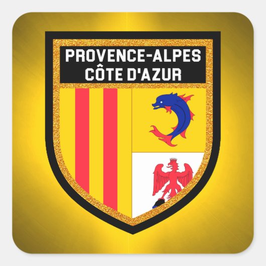 Vlag Provence-Alpes-Côte d'Azur Vierkante Sticker (Voorkant)