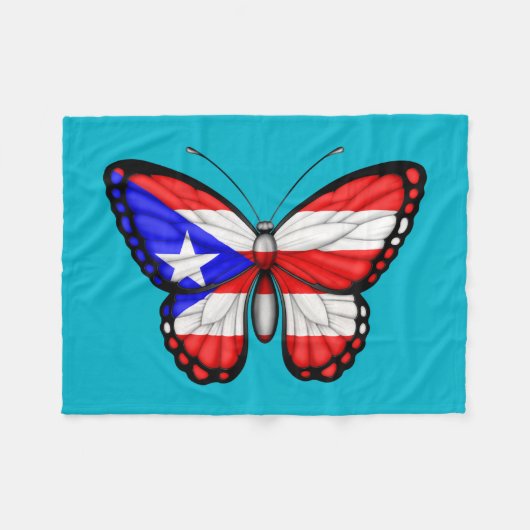 Vlag Puerto Rico Butterfly Fleece Deken (Voorkant (Horizontaal))