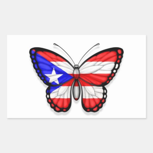 Vlag Puerto Rico Butterfly Rechthoekige Sticker (Voorkant)