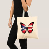 Vlag Puerto Rico Butterfly Tote Bag (Voorkant (product))