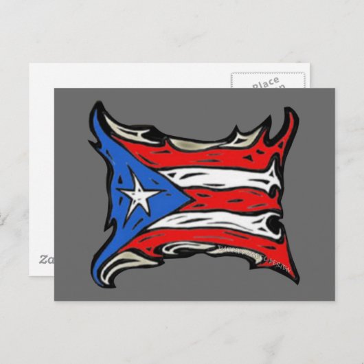 Vlag Puerto Rico in Reggaeton Briefkaart (Voorkant / Achterkant)