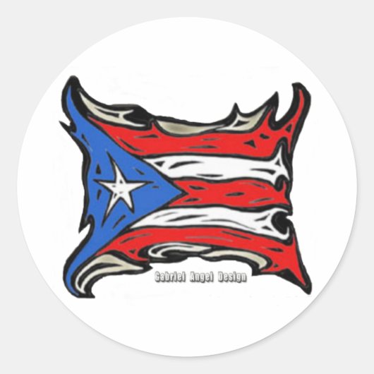 Vlag Puerto Rico in Reggaeton Ronde Sticker (Voorkant)