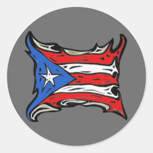 Vlag Puerto Rico in Reggaeton Ronde Sticker (Voorkant)