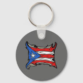 Vlag Puerto Rico in Reggaeton Sleutelhanger (Voorkant)