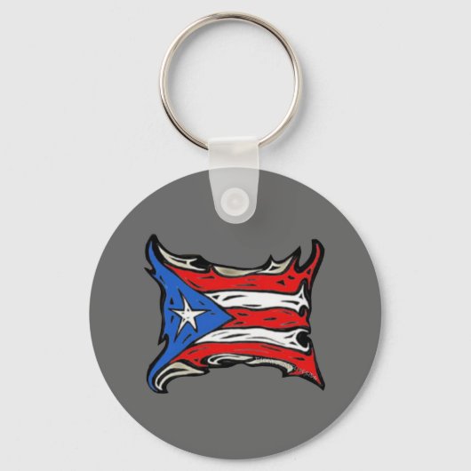 Vlag Puerto Rico in Reggaeton Sleutelhanger (Voorkant)