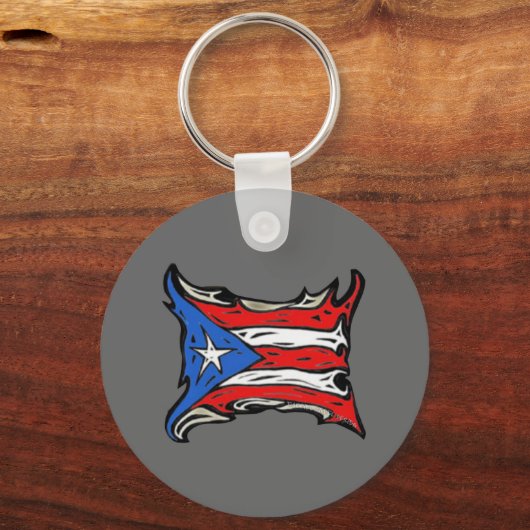 Vlag Puerto Rico in Reggaeton Sleutelhanger (Voorkant)
