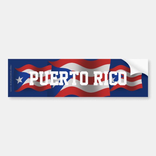 Vlag Puerto Rico Waving Bumpersticker (Voorkant)