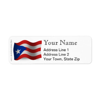 Vlag Puerto Rico Waving Etiket