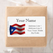 Vlag Puerto Rico Waving Etiket (Insitu)