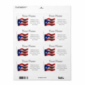 Vlag Puerto Rico Waving Etiket (Full Sheet)