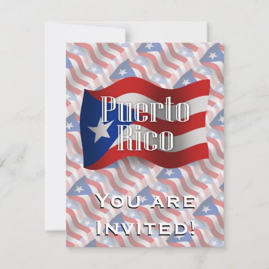 Vlag Puerto Rico Waving Kaart (Voorkant)