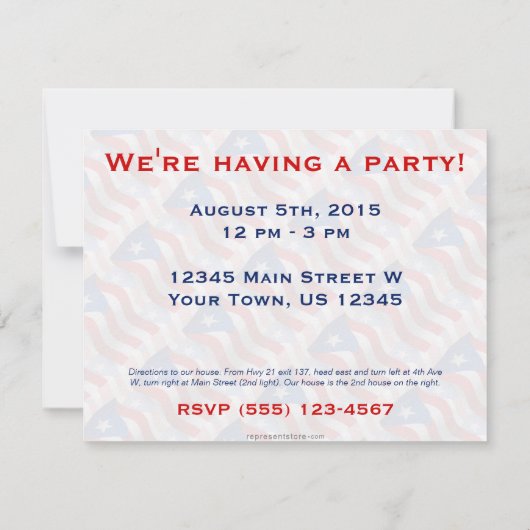 Vlag Puerto Rico Waving Kaart (Achterkant)