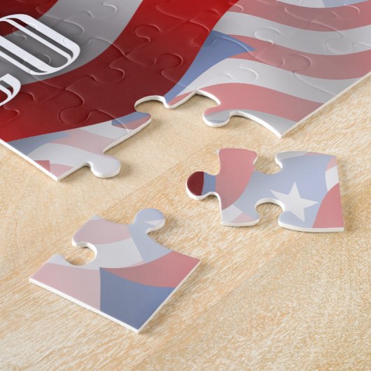 Vlag Puerto Rico Waving Legpuzzel (Zijkant)