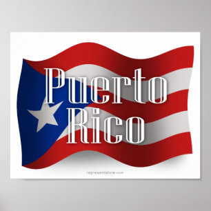 Vlag Puerto Rico Waving Poster