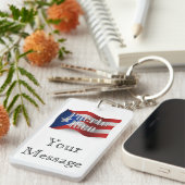 Vlag Puerto Rico Waving Sleutelhanger (Voorkant Rechts)