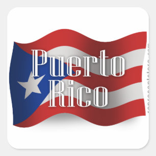 Vlag Puerto Rico Waving Vierkante Sticker