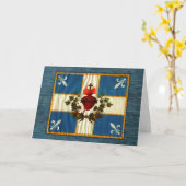 Vlag Québec antiek Carillon Sacré-Cœur Kaart (Gele Bloem)