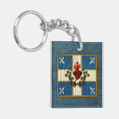 Vlag Québec antiek Carillon Sacré-Cœur Sleutelhanger (Voorkant Links)