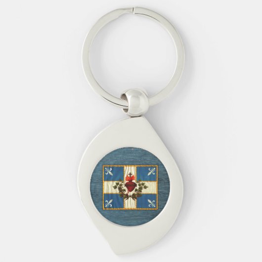 Vlag Québec antiek Carillon Sacré-Cœur Sleutelhanger (Voorkant)
