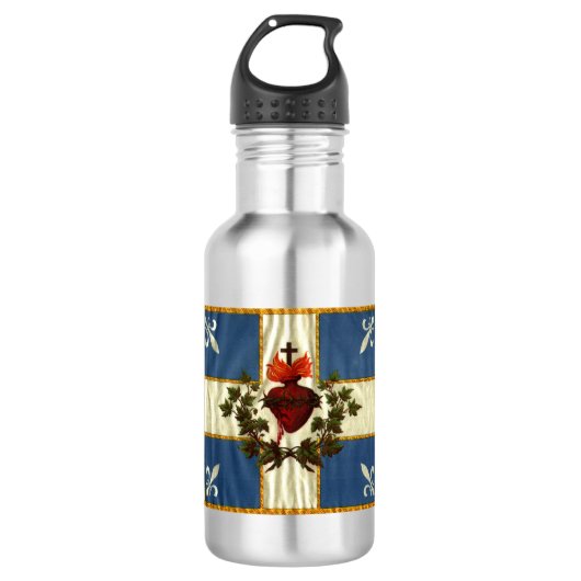 Vlag Québec antiek Carillon Sacré-Cœur Waterfles (Voorkant)