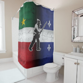 Vlag Quebec en Patriote Henri Julien geërodeerd Douchegordijn