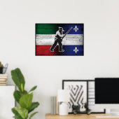 Vlag Quebec en Patriote Henri Julien geërodeerd Poster (Thuiskantoor)