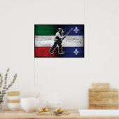 Vlag Quebec en Patriote Henri Julien geërodeerd Poster (Keuken)