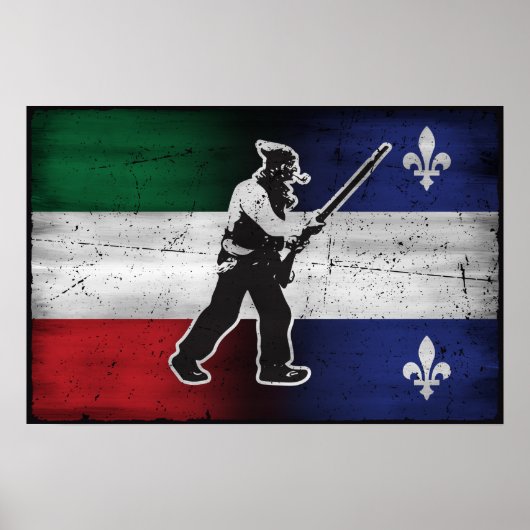 Vlag Quebec en Patriote Henri Julien geërodeerd Poster (Voorkant)