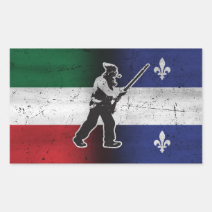 Vlag Quebec en Patriote Henri Julien geërodeerd Rechthoekige Sticker