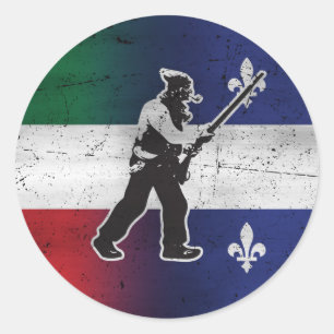 Vlag Quebec en Patriote Henri Julien geërodeerd Ronde Sticker