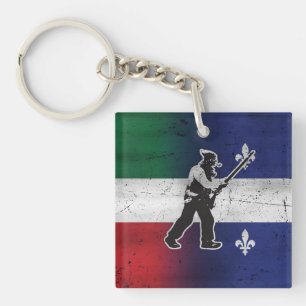 Vlag Quebec en Patriote Henri Julien geërodeerd Sleutelhanger