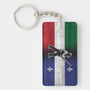 Vlag Quebec en Patriote Henri Julien geërodeerd Sleutelhanger