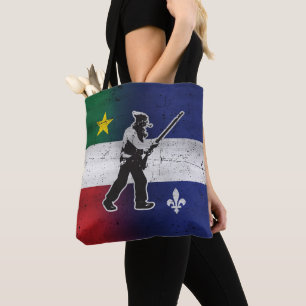 Vlag Quebec en Patriote Henri Julien geërodeerd Tote Bag
