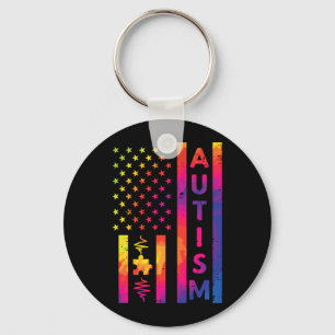 Vlag Regenboog Tie Dye Au Puzzel Patriottische Man Sleutelhanger