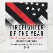 Vlag rode lijn Werknemerserkenning brandweerman Wijn Etiket (Enkel label)