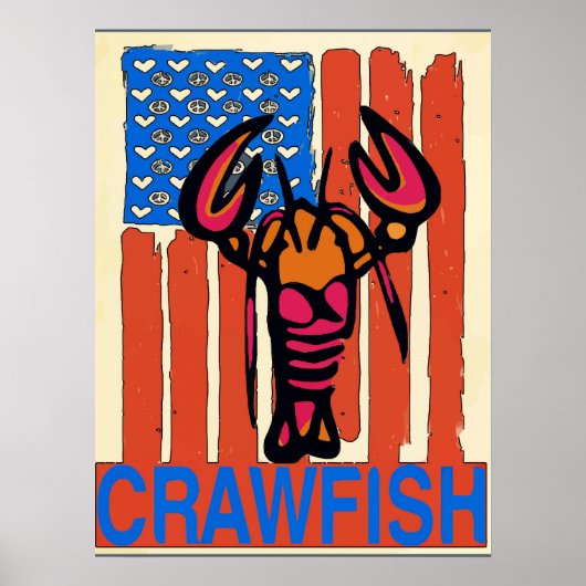 Vlag rode witte blauwe kreeft poster (Voorkant)