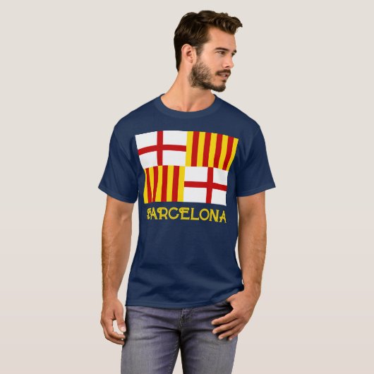 Vlag Rood Wit Geel Barcelona Nationalistische kuns T-shirt (Voorkant volledig)