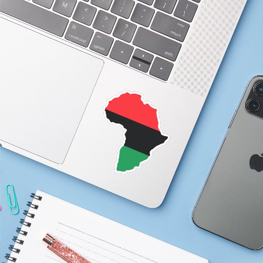 Vlag rood, zwart en groen Afrika Sticker (Laptop met iPhone)