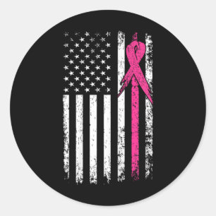 Vlag Roze Lint Borstkanker Awareness Month Ronde Sticker