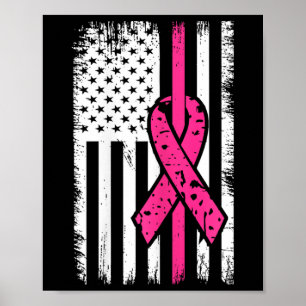 Vlag Roze Lint Borstkanker Bewustzijn Maand 1  Poster